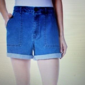 Frayed Jeans High Rise A-Line Relaxed Denim Shorts